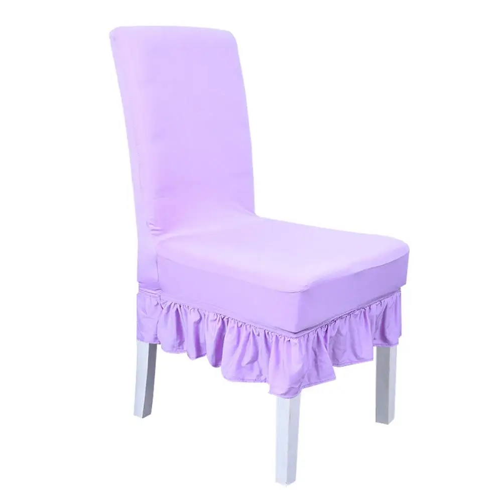 light purple Чехол для стула Meijuner, полиэстеровый эластичный Чехол для стула, съемный чехол для юбки, современный чехол для кухонного стула, антифольный чехол для отеля Dec - Цвет: light purple