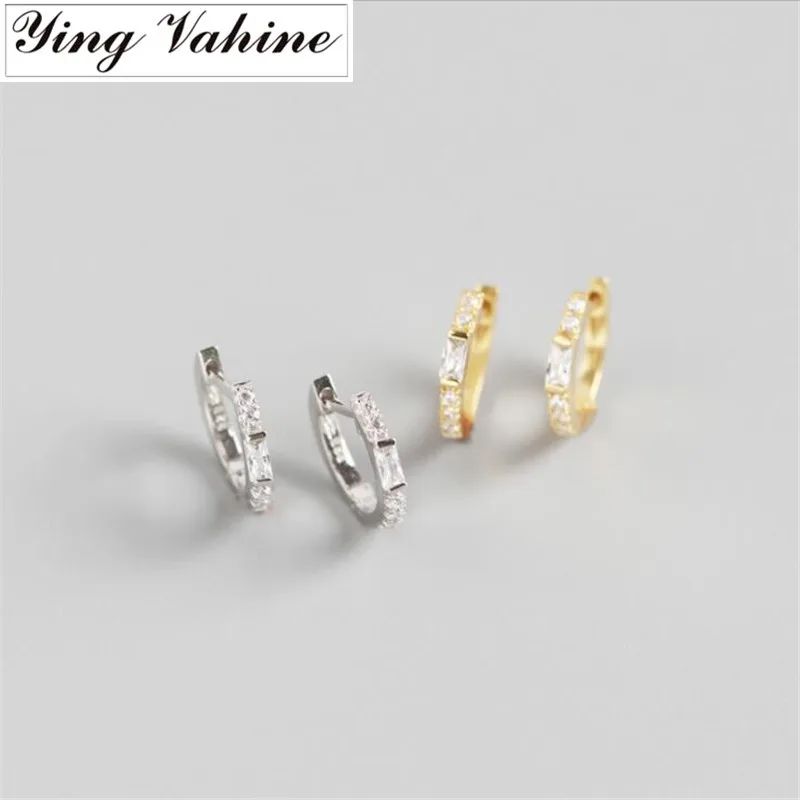 Ying vahine 925 пробы серебряные квадратные циркониевые серьги-гвоздики для женщин