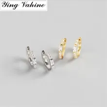 Ying vahine 925 пробы серебряные квадратные циркониевые серьги-гвоздики для женщин