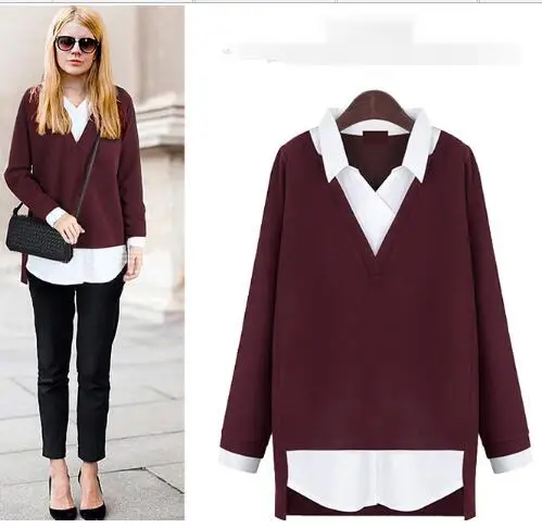 Vintage Women blouse ol White shirt Cotton Ladies Women Tops 5XL Plus Size Women Clothing Two Piece shirt CP1195
