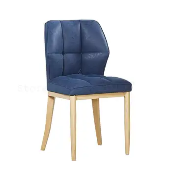 

Simple dining chair home frosted leather negotiation chair back Nordic soft bag restaurant hotel chair