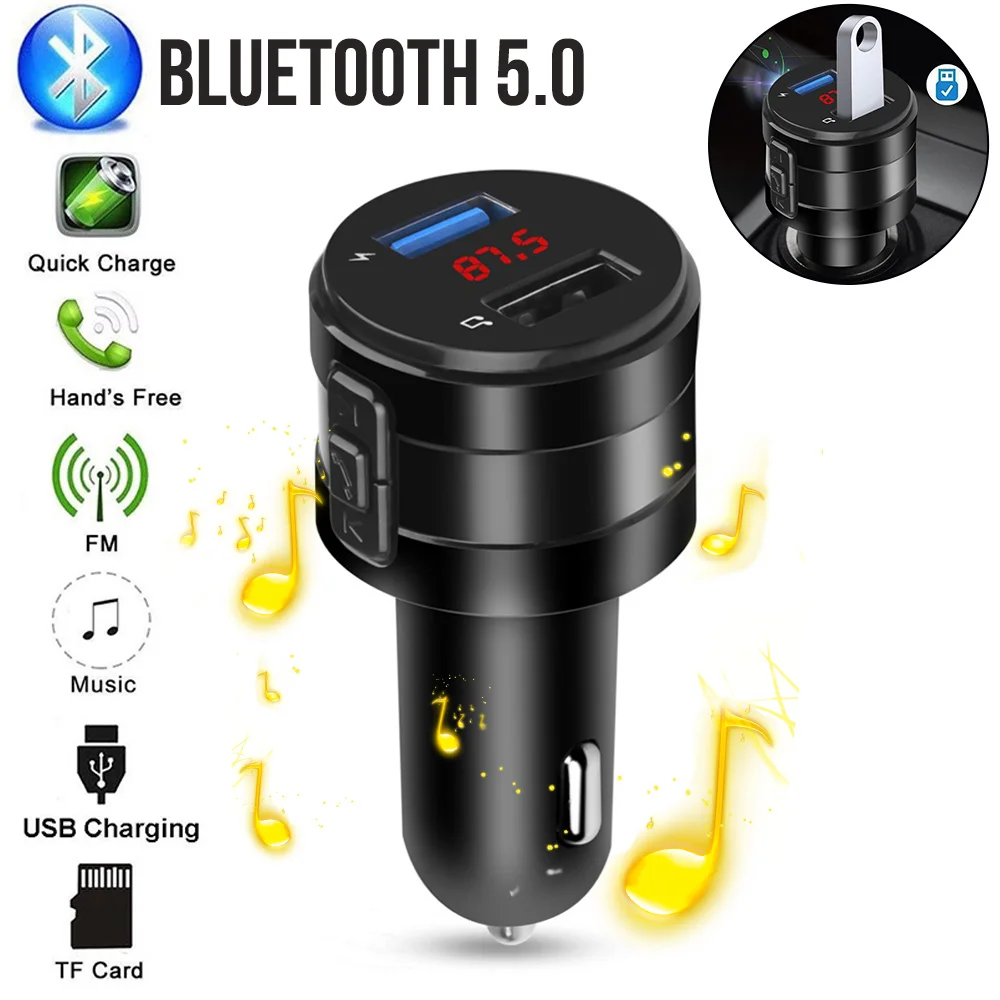 Громкой связи Bluetooth 5 0 FM передатчик модулятор автомобильное зарядное устройство
