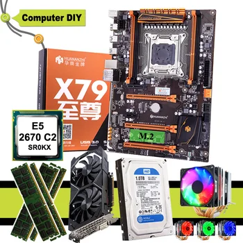 شراءHUANANZHI Deluxe X79 اللوحة وحدة المعالجة المركزية E5 2670 C2 مع 6 أنابيب الحرارة برودة RAM 16G DDR3 RECC 1 تيرا بايت SATA HDD GTX1050Ti 4G بطاقة الفيديو