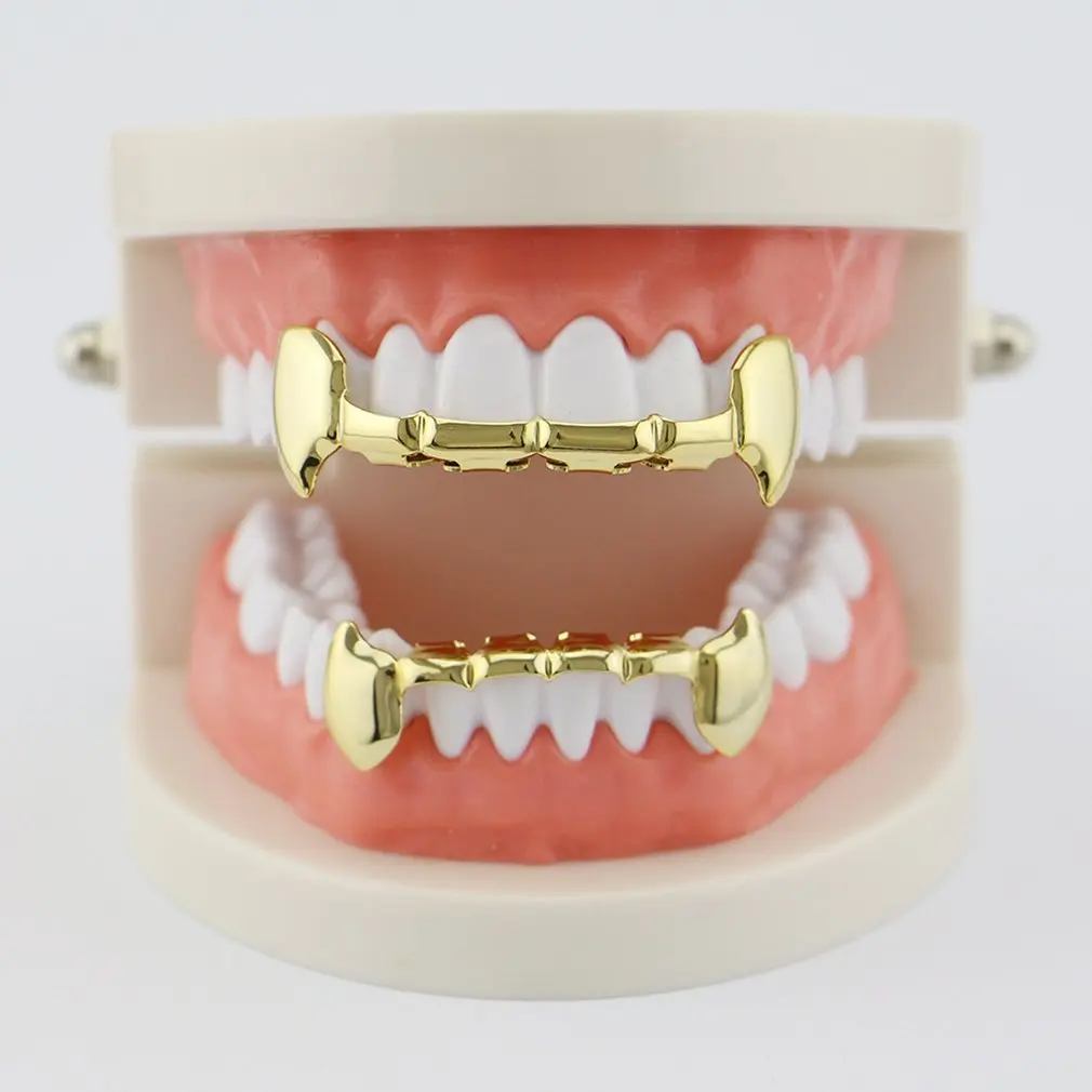 Vampire Teeth Jewelry New Custom Hip Hop Rapper Fangs Caps Top &amp Bottom Grill Set 4 Colors Tooth Electroplate Copper | Украшения и