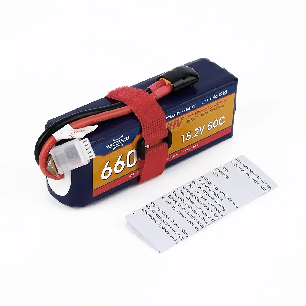 

ACEHE 15.2V 6600mAh 50C 4S1P 100.32Wh XT60 Plug High Voltage Lipo Battery