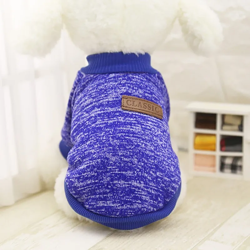 Dark Blue 1 шт.; платье для девочек осенне-зимняя одежда для собак Одежда для маленьких собак средней мягкости свитер для собаки, Костюмы зима Чихуахуа Одежда для домашних животных - Цвет: Dark Blue