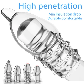 Penis Extender Sleeve Reusable Condoms Silicone Glans Cover Spike Dick Enlargement Cock Ring Erection Erotic Sex Toys For Men 2