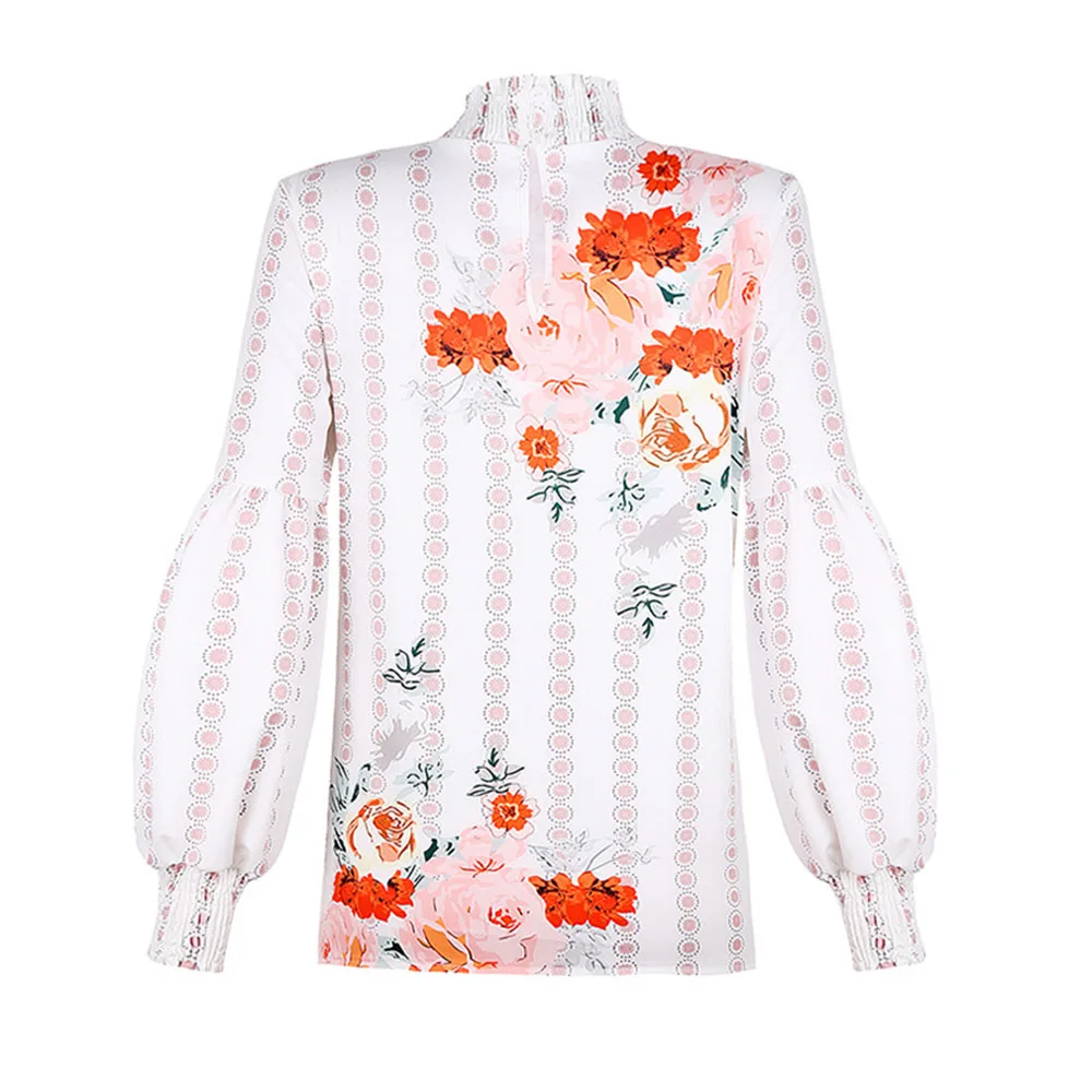 Spring 2020 Loose Bohemian Floral Female Blouse Printed Lantern Sleeve Small Turtleneck Long Sleeve Shirt Sunscreen Women Top - 4.00059E+12