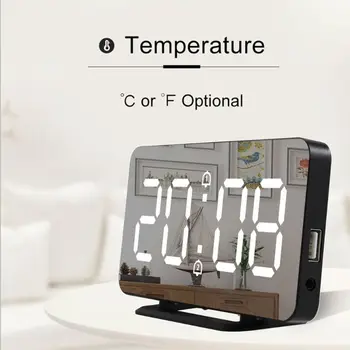 

Digital Mirror Alarm Clock Wall Clock LED Temperature Display Snooze Clock