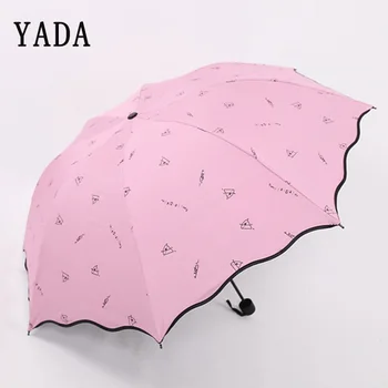 

YADA High Quality Pink Equation Umbrellas Rain Women uv Black Coating Lace Umbrella For Womens Windproof Folding Umbrellas YS826