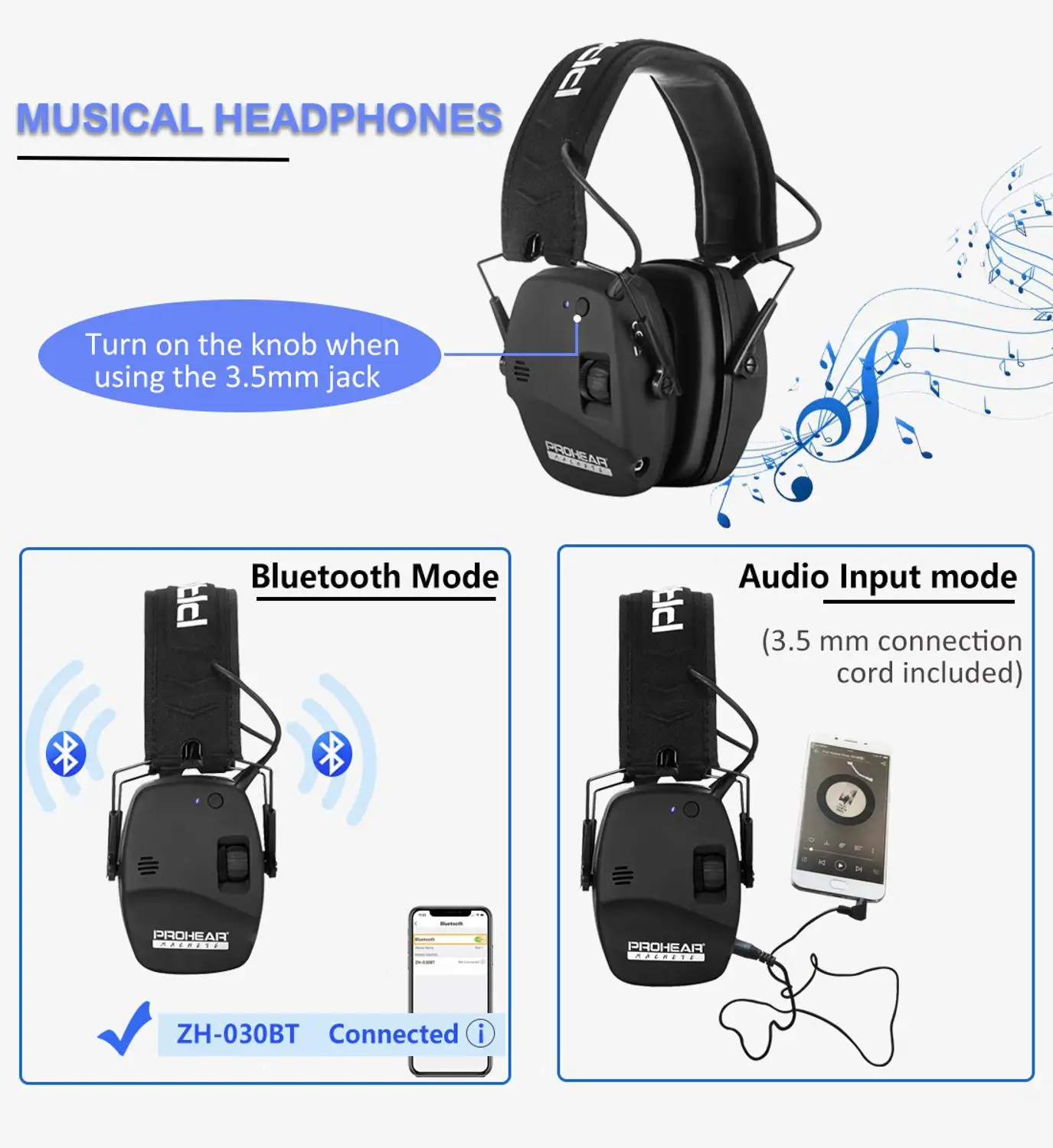 Electronic Bluetooth Earmuffs Shooting Ear Protection Earmuffs Noise Reduction Sound Amplification Hearing Protector electronic earmuffs