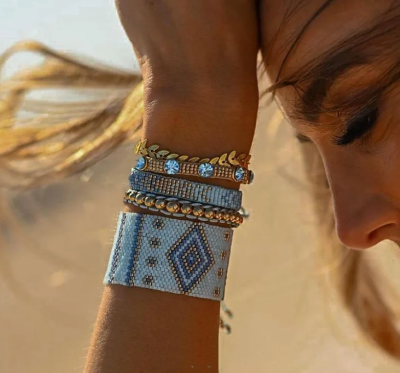 Nuevo verano Miyuki pulsera cuentas de semillas diseño hecho a mano en Color ajustable pulsera de las mujeres|Pulseras envolventes| - AliExpress