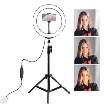 

Dimmable LED Ring Light Camera Photo Studio Photography Video Makeup Ring Lamp for Youtube VK Selfie Mobile Phone with Tripod