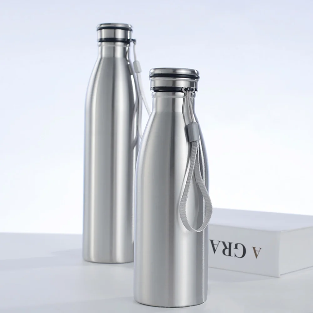 650/1000ml Stainless Steel Water Bottle Single Wall Vacuum Sport Gym Metal Flask 