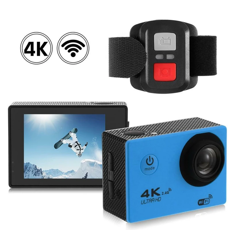 Водонепроницаемая экшн камера с Wi Fi 1080P Hd 16 Мп синего цвета для шлема