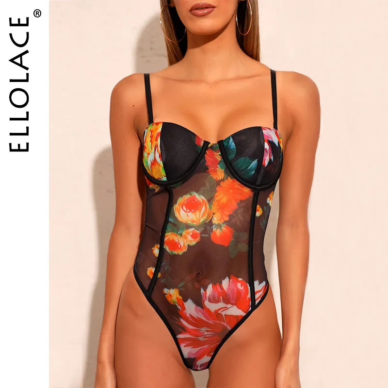 Ellolace Lace Bodysuit Floral Women's Rompers Bodycon Transparent Women's Jumpsuit Sexy Babydolls Sleveless Overalls Body Suit Ellolace Lace Bodysuit Floral Women's Rompers Bodycon Transparent Women's Jumpsuit Sexy Babydolls Sleveless Overalls Body Suit