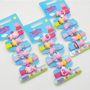 

Peppa Pig Children's Girl Hair Accessories George Cartoon Hair Rope Kids Cute Toys Hairpin Set Princess Baby Headwear 6pcs/set
