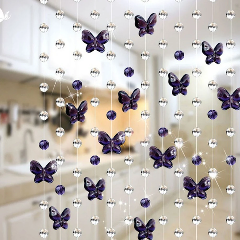 1 м стеклянные хрустальные бусины занавес бабочка капельки воды в форме свадебный занавес из бусин домашний декор кулон Гостиная