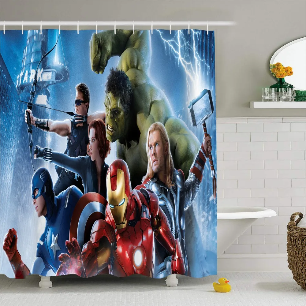 Super Hero Avengers Alliance Hanging Curtain Waterproof Mold Proof Avengers Alliance Hanging Curtain