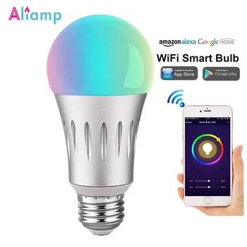 

E26 E27 Wifi Smart LED Light Bulbs 7W Equivalent 60W Color Changing Warm Cold White RGB Remote Control by Alexa Google Assistant