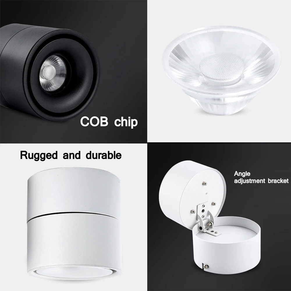 AC85-240V светодиодный потолочный светильник на базе COB 360 ° вращающийся Светодиодный точечный светильник поверхностного монтажа современные светодиодные потолочные светильник 3 Вт/5 Вт/7 Вт/10 Вт/12 Вт