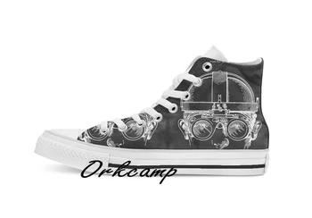 

Vintage Steampunk Welding Goggles Blueprint Patent Drawing Custom Casual High Top lace-up Canvas shoes sneakers Drop shipping