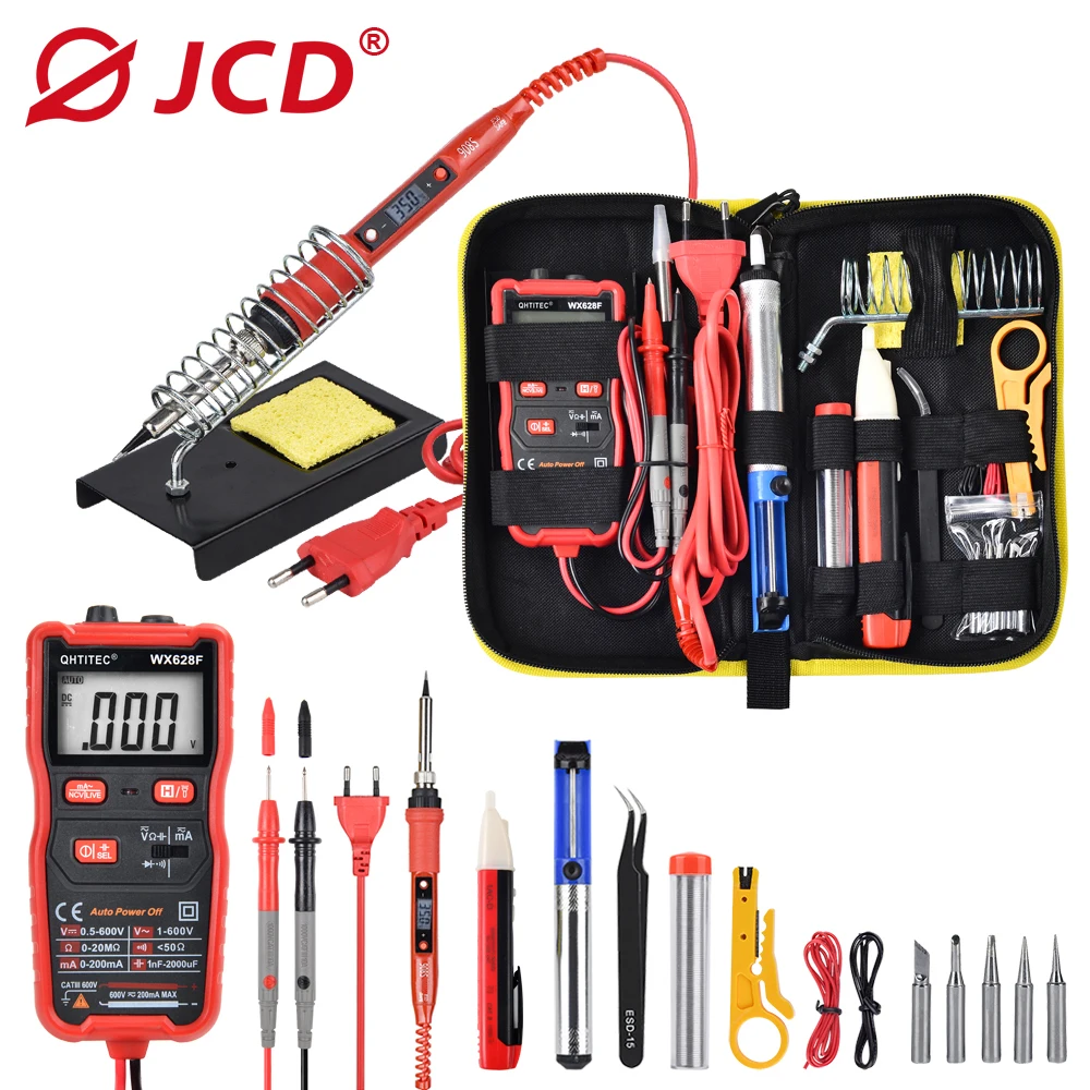 JCD 80W Digital Electric Soldering Iron Temperature Adjustable LCD display With multi-function multimeter Solder welding tools ac 225 arc welder Welding Equipment