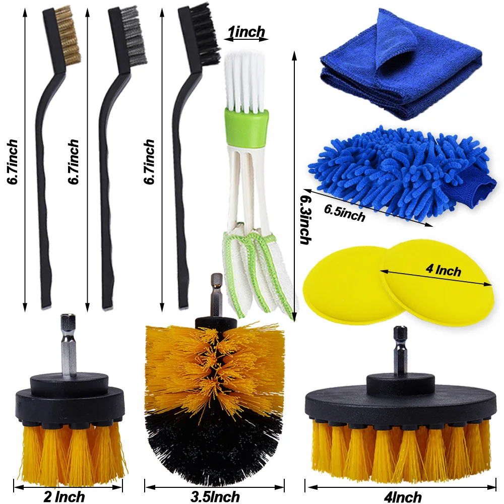 Detailing Brush Set Car Cleaning Brushes Power Scrubber Drill Brush