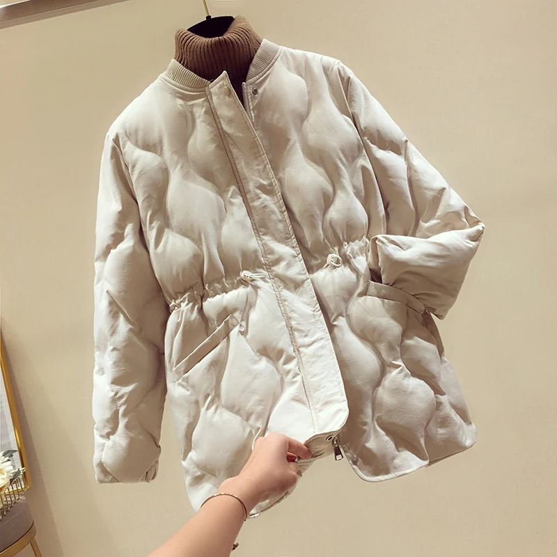 Женская длинная парка с высокой талией и воротником стойкой бежевая черная синяя