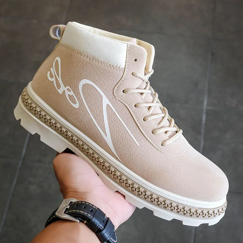 Мужские повседневные ботинки со шнуровкой черные или красные износостойкие