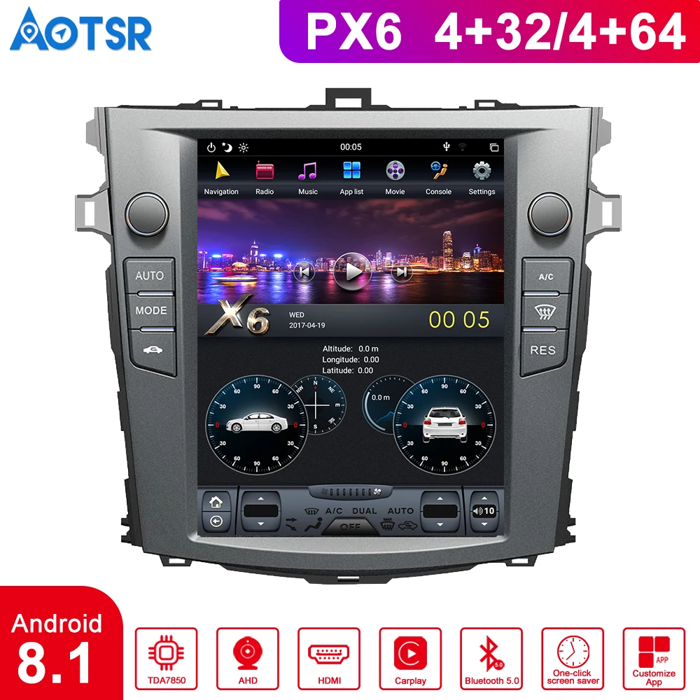Cheap Car Electronics Android 8.1 Tesla style IPS Car GPS Navigation For Toyota Corolla 2007-2013 car radio player video hd multimedia 0