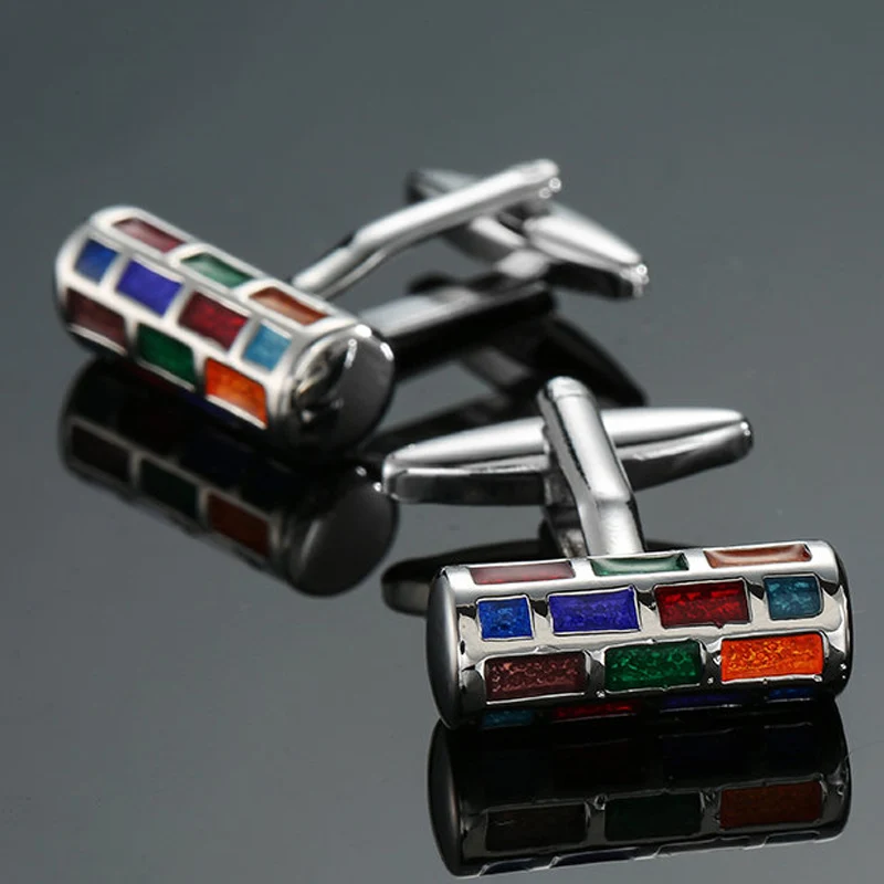 Crystal Cufflinks Enamel Clover Men's Wedding Shirt Badge Pin