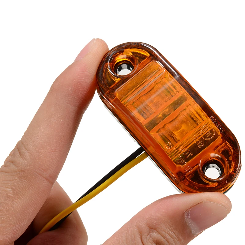 10pcs 10V / 30V Amber 2LED Car Signal Light Oval Clearance Trailer Truck LED Side Marker Lamp Waterproof