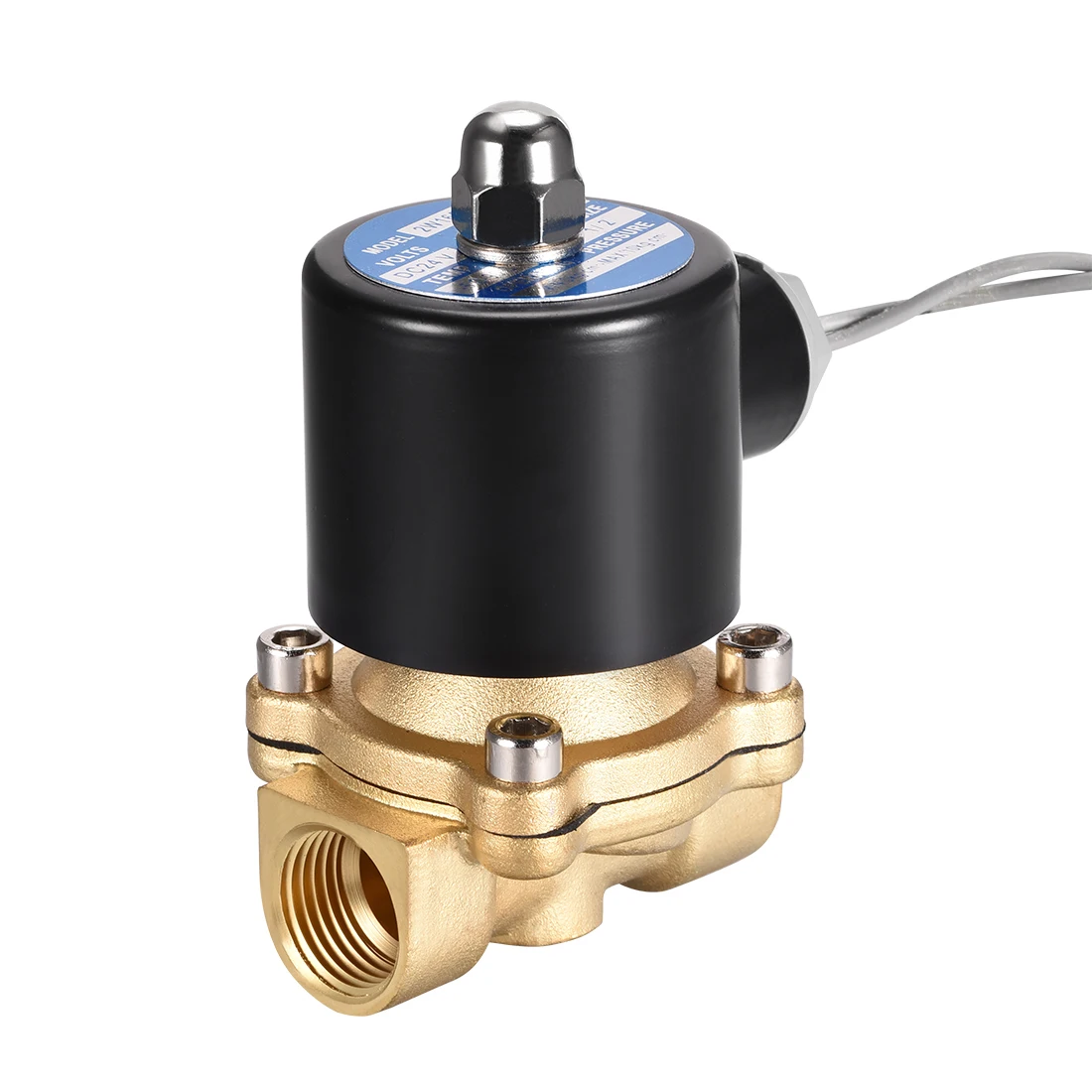 Uxcell 1 шт. Электрический электромагнитный клапан 2 способа 1/" 1/2" 3/" PT DC 24 в латунь нормально закрытый прямого движения с проводами