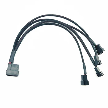 

Fan Splitter 1 To 4 Way Y-Splitter Sleeved 4-Pin Molex Male To 4x 3-Pin/4-Pin PWM Male Connector Fan Extension Adapter Cable Hub