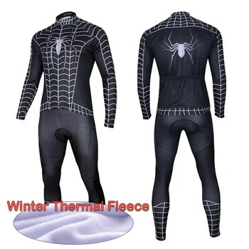 

Marvel Avengers Spiderman Winter Thermal Fleece Long Sleeve Cycling Jersey Set Men Clothes Bike Wear Maillot Ropa Ciclismo