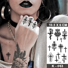 Cross Temporary Tattoo Sticker Snake Spider Web Eyes Small Mini Black Tatu Fingers Hand Neck Face Men Women Glitter Kids Tato