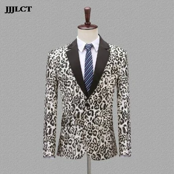 

Singer chorus stage leopard suit suit European and American male jacquard suit ceremonial host dress costume
