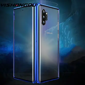 

YISAHNGOU 360° Magnetic Adsorption Double Sided Glass Case Cover For Samsung Note 10 Plus 9 8 S8 S9 Plus S10 5G S10E Phone Case