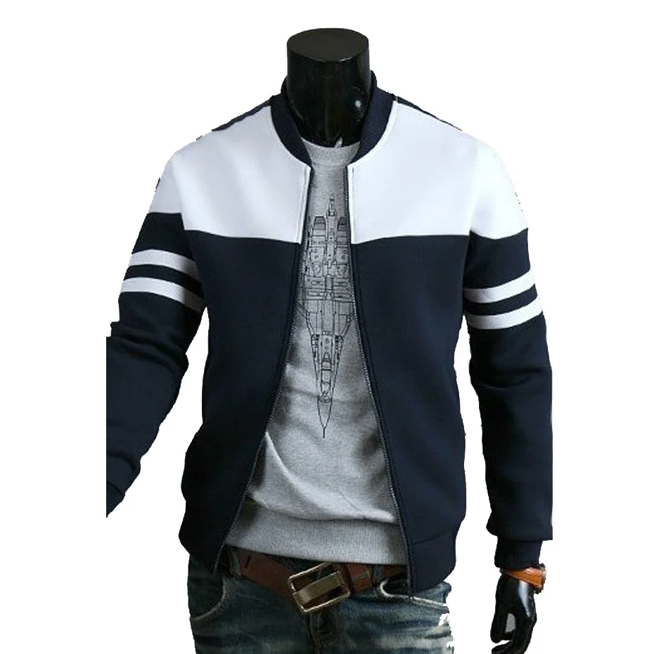 ZOGAA, мужская повседневная куртка, осенняя легкая куртка, брендовая куртка со стоячим воротником с молнией контрастного цвета, приталенная бейсбольная куртка