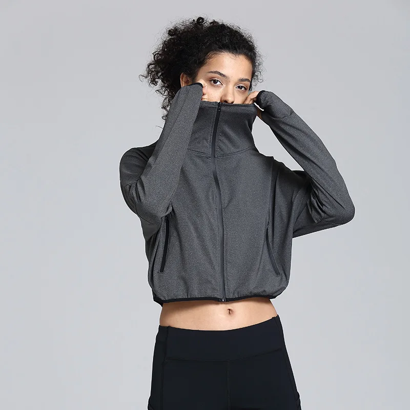 

Women Loose Running Jacket Casual Sportswear Outdoors Sports Tops Jogging Sport Jacket Woman Sexy Crop Top Fitness Clothing Coat