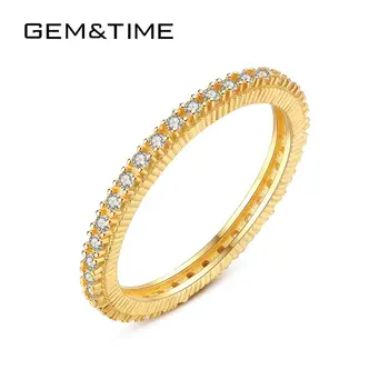 

Gem&Time Brand 1Row Cubic Zirconia Brilliant Ring Sterling Silver 925 Stackable Ring For Women Charm Promise Ring Jewelry SR0054