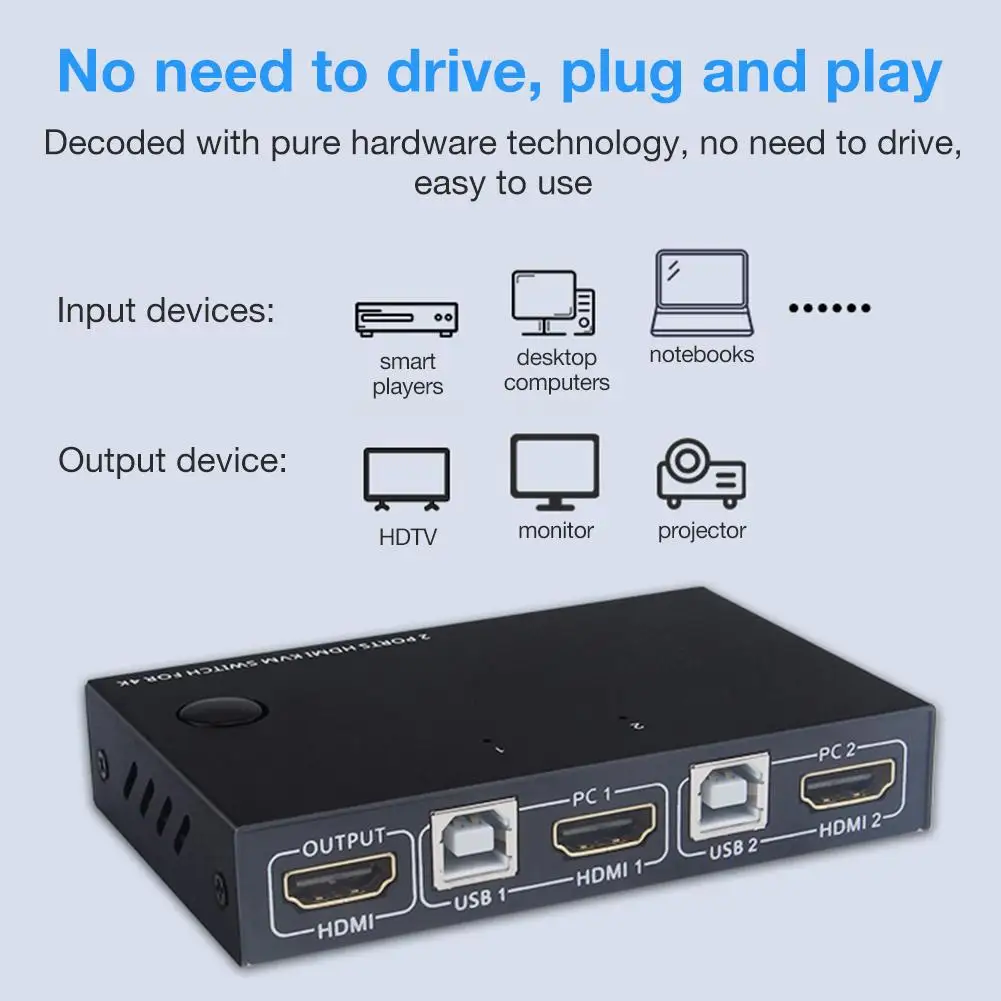 USB 2,0 KVM HDMI переключатель концентратор 4K HDMI периферийный коммутатор коробка для ноутбука HDTV HDCP HDTV монитор проектор аксессуары