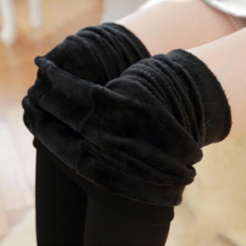 K018 Thick Black Зимние леггинсы, вязанные бархатные повседневные леггинсы, новые высокие эластичные утолщенные женские теплые черные штаны, обтягивающие штаны для женщин, леггинсы - Цвет: K018 Thick Black