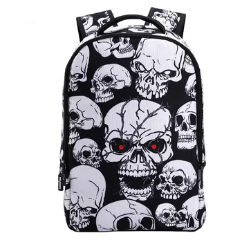 

Mochila vintage canvas 3D Cartoon printing backpack men punk rock women backpacks Bag Skull Backpack school bags for teenagers