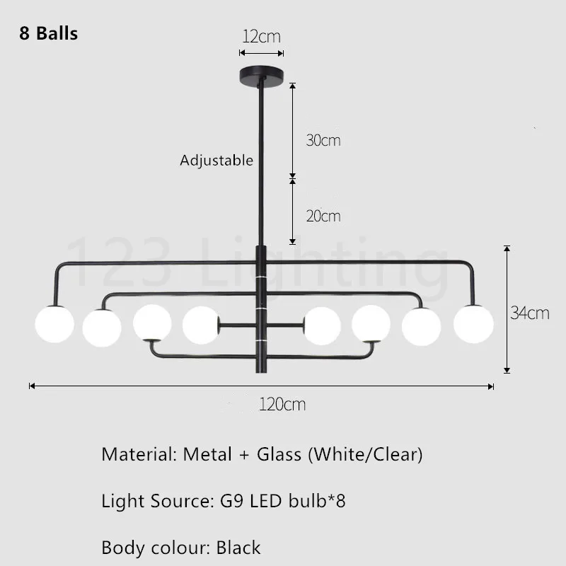Современные белые/прозрачные стеклянные подвесные светильники в виде шаров вращение на 350 градусов гостиной люстры для ресторанов Hanglamp G9 светодиодный 110/220 В - Цвет абажура: 8 Balls