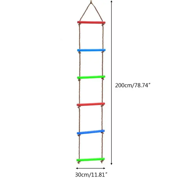 1Pc Wooden Rungs PE Rope Ladder Kids Sport Rope Swing Safe Fitness Equipment Child Climbing Indoor Outdoor Garden Toy 5