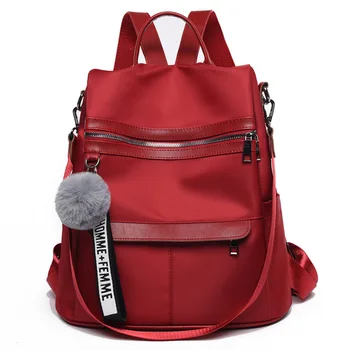 

Red Oxford Anti Theft Backpack Female 2019 Women Back Pack Middle School Student Bagpack School Bags Leisure Multifunctional new