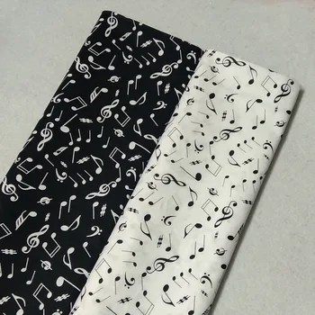 

Band New Digital Printing Black White Muiscal Note Printed Cotton Fabric 50x105cm Music Note Fabric Dress Cloth Home Decoration