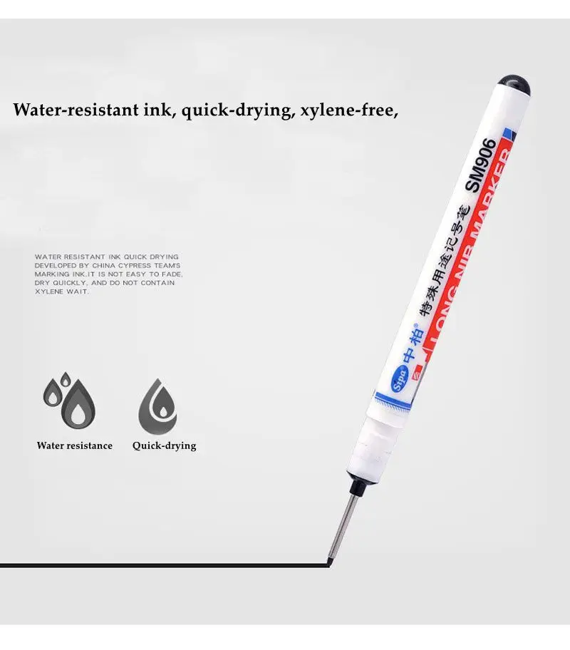 Long Head Markers Bathroom Woodworking Decoration Multi-purpose Deep Hole Marker Pens for Hardware ,Wood Mark,Car Manufacturing